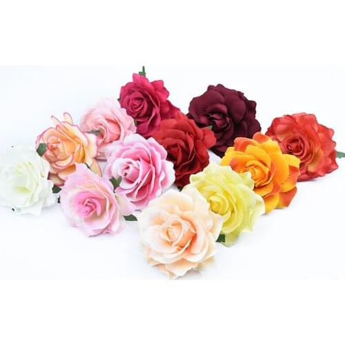 2pcs 10CM rose head wedding flower wall scrapbook for home decor Christmas garland silk flowers bridal brooch artificial flowers