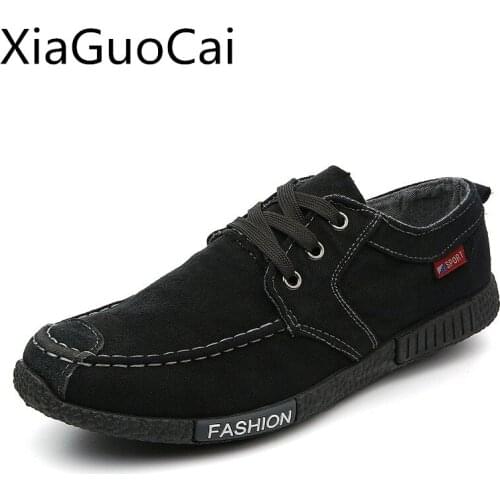 XiaGuoCai 2017 Summer Men Non-leather Casual Shoes Flat Breathable Canvas Shoes for Mens Blue Denim Shoes X1395 35