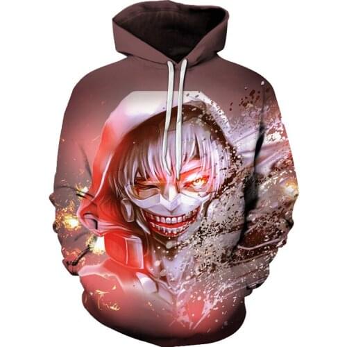 2018 Anime 3D Sweatshirts Men/women Tracksuits Tops Print Hooded Anime Tokyo Ghoul Kaneki Ken 3D Hoodies Thin Autumn Sweatshirts