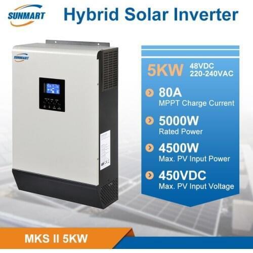 2021 newest MKSII 5KW solar hybrid inverter 450VDC pv input +parallel 9units working +wifi monitor