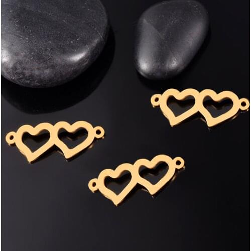 3pcs/lot Stainless Steel Heart Tag Charm Necklace Bracelet Connectors Findings DIY Jewelry Making Handmade Accessories