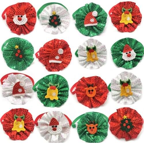 50/100pcs Pet Christmas Product Sequins Bowties Small Dog Cat Puppy Bow Ties Xmas Accessories Pet Supplies Small Dog Bowties