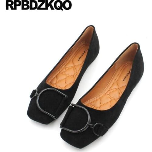 Ballerina ladies suede cheap shoes china work square toe flats designer slip on large size metal black women pink soft ballet