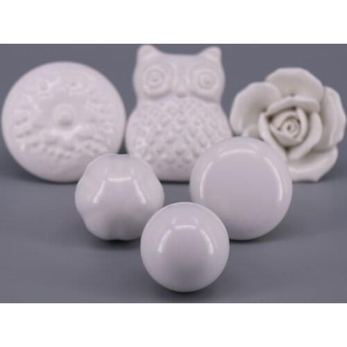 1PC White Porcelain Ceramic Knobs DIY Door Drawer Cupboard Pull Handle Furniture Kitchen Handle Knobs and Pulls for Cabinets