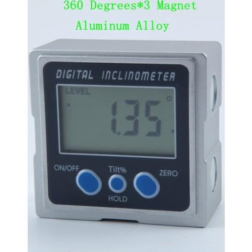 Digital Inclinometer PRO 360 Degrees Electronic Aluminum Alloy Protractor Three Magnet Base LCD Level Box Angle Gauge Meter