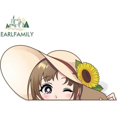 EARLFAMILY 13cm x 6.2cm Cute Cartoon Girl Mamako Peeker Sticker JDM Anime Graffiti Car Stickers Vinyl Waterproof Peek Decal