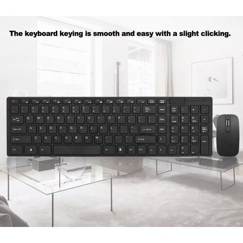 HK-06 2.4G Wireless Keyboard and Mouse Combo Computer Keyboard with Mouse Plug and Play for Laptop Black Office
