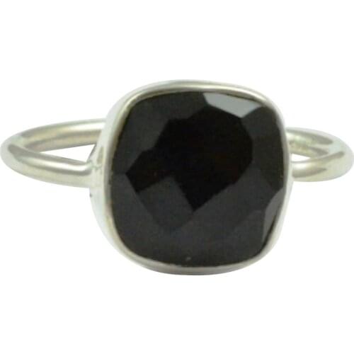 Lovegem Genuine Black Cut Stone Ring 925 Sterling Silver, Size: 6.75 , AR3333