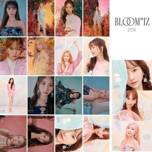 16Pcs/Set IZONE Girls Team Album BLOOM IZ Photo Card PVC Cards Self Made LOMO Card Photocard