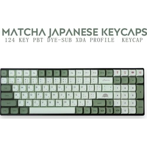 PBT Keycap 124 Keys XDA Profile DYE-SUB Personalized Matcha Keycaps For Cherry MX Switch Mechanical Keyboard