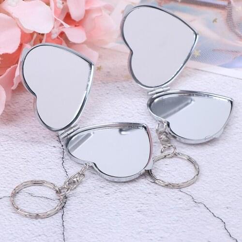 1pc Mini Portable Makeup Compact Key Chain Pocket Mirror Two-side Folding Make Up Mirror Women Cosmetic Mirrors Key Ring