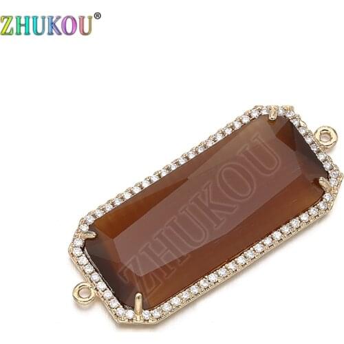 17*40mm Micro Paved Zircon Beads Connectors for Diy Jewelry Findings Making, Hole: 1mm, Model: VS286B