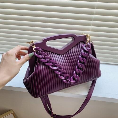 Fashion Thick Chain Shoulder Bags For Women 2021 Luxury PU Leather Handbag New Candy Colors Crossbody Totes Bag Female Purses