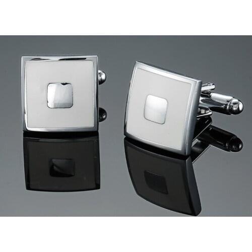 DY High quality brass enamel white square Cufflinks Mens French shirt Cufflinks free shipping