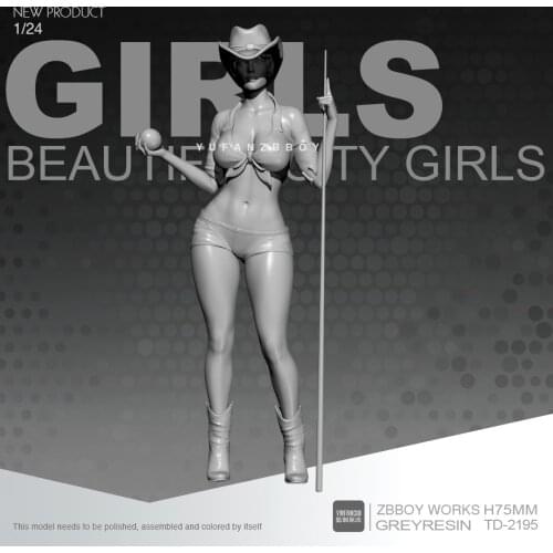 75mm 1/24 Resin Figure Kits Beauty Cowboy Baby Girl self-assembled TD-2195