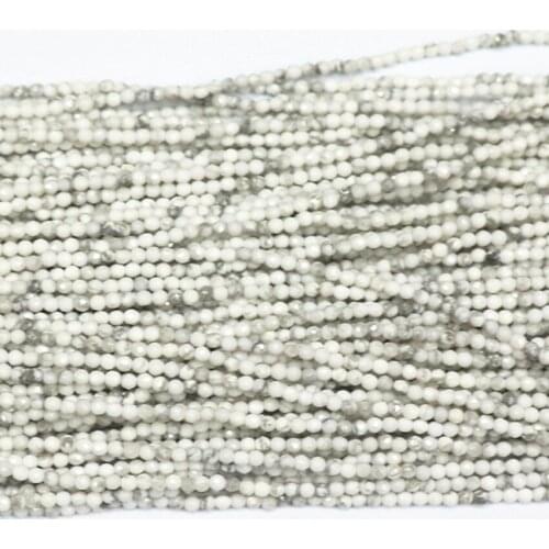 Natural White Howlite Stone 2mm 3mm Round Faceted Beads New Diy Jewelry Loose Beads Accessories Findings Spacers 15inch B477