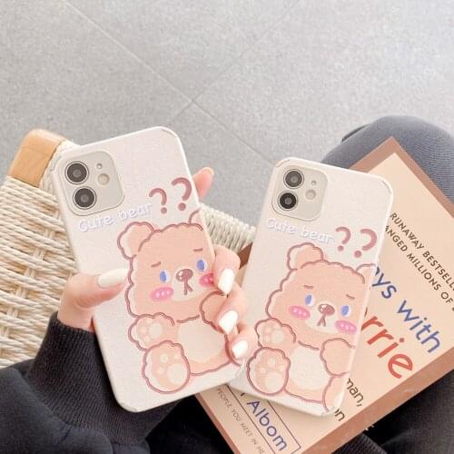 Cartoon bear for iPhone 7 8plus XR XS 12 12mini xsmax 12promax 11 12Pro se2 Antiskid mobile phone case