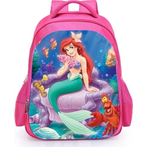 New Fashion Princess Backpack The Little Mermaid Girls Nylon Pink School Bags Kids Backpack Bag For Children Mochilas