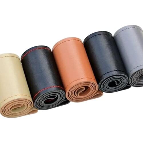 38cm Steering Wheel Covers Soft Artificial Leathe Braid On The Steering-wheel Of Car With Needle And Thread Lnterior Accessories