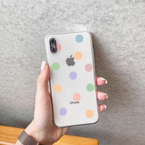 Transparent Wave Point Phone Case For iPhone 11 12 Pro X XR XS Max 8 7 plus 6s Plus 12mini SE2020 Candy Color Soft TPU Cover