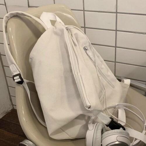 Backpacks Women Solid Zipper Couple Unisex Harajuku Simple Bag Casual Large Capacity Shoulder Bags Teenage Korean Style Backpack