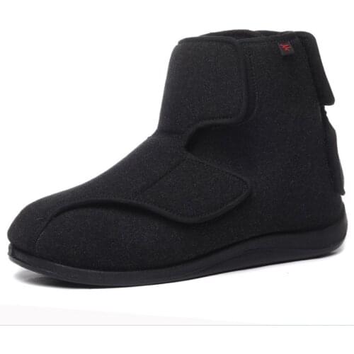 Spring Autumn hot selling Mens Comfortable Diabetic Shoes for Foot Care Breathable flat heel, shoes for diabetics black