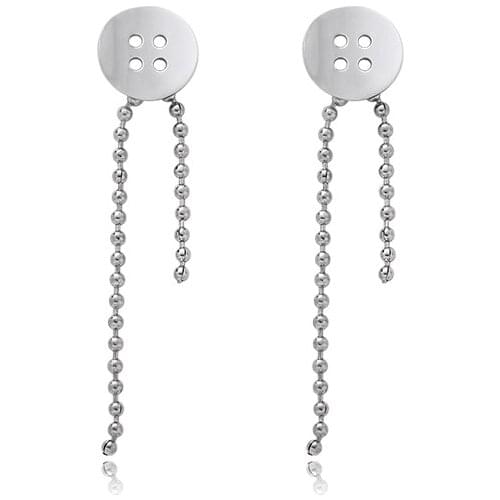 GSOLD Geometric Button Silver Color Asymmetrical Round Bead Tassel Earring Women Fashion Sweet Cool Long Earring Punk Jewelry