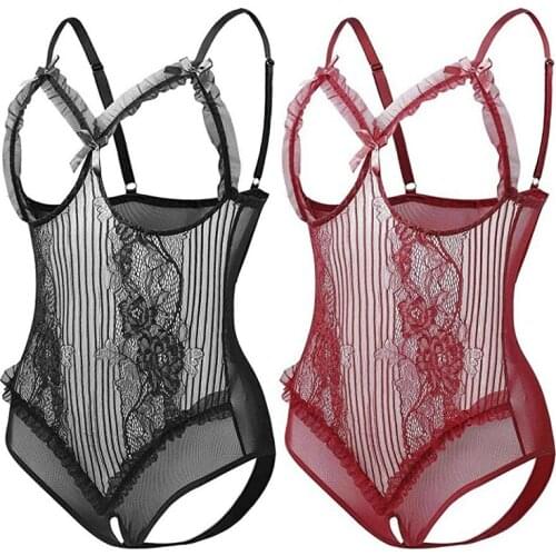 Women Erotic Lingerie Porno Bodysuit Sexy Clothes Perspective Exotic Underwear Open Bra Bodysuits Crotchless Sex Nightwear Hot