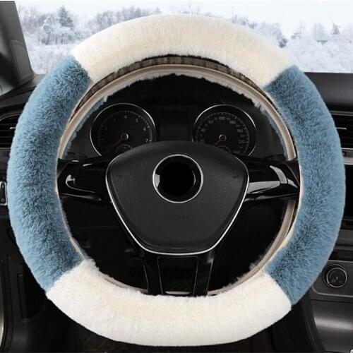 Winter Short Plush Car Steering Wheel Cover Suitable for Most Steering Wheel Carpet Soft 37-38 CM 14.5 "-15" Braid on Hand Bar