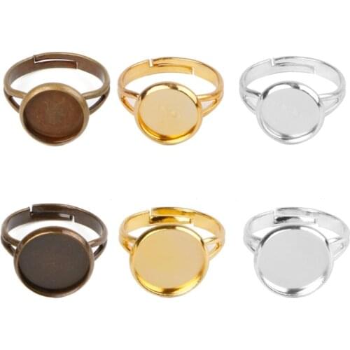 10PCS DIY Ring Blanks with Bezel fit for 10 12mm Glass Cabochon Jewelry Making