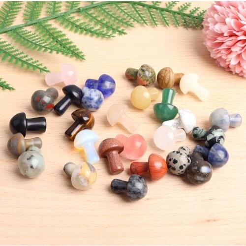 10pcs Mini Crystal Mushroom Statues Natural Stones Carved Crafts Decoration Quartz Healing Trinket Gift Home Ornament
