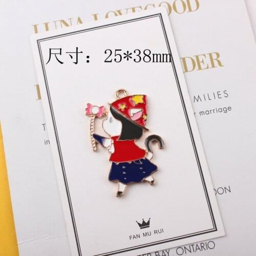 10pcs Fashion diy alloy enamel Magic wand girl charms, magician pendant for metal earrings hair accessories DIY jewelry making