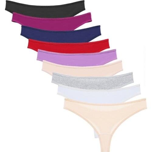 2021 3PCS Cotton Thongs Women Sexy V Waist G-String Comfortable Striped Thong Panties Women T-back Underpants M-XL Female Bikini