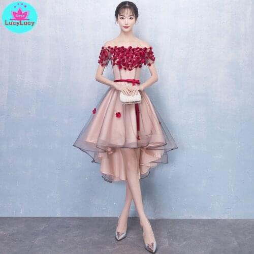 2021 new elegant word shoulder short short long party small dress female Off the Shoulder Knee-Length