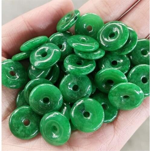 5pc Natural Green Jade Beads Safety buckle Pendants Jadeite Emerald DIY Bracelet Necklace Jewelry Fashion Charm Accessories