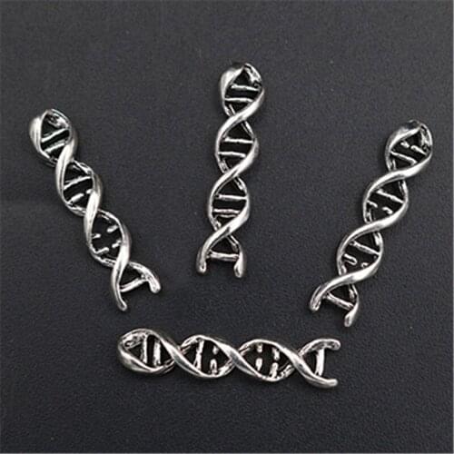 6pcs Silver Color 3D Molecular Structure Of Human Genes Charm Necklace Bracelet DIY Metal Jewelry Handmade Accessories A1542