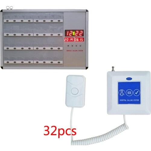Wireless Panic Button Emergency Call System 1pc nurse call station 32 Buttons Have a additional key on pull cord to call