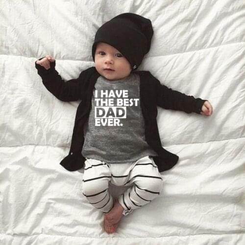 Newborn Print Bodysuits I Have The Best Dad Ever Baby Girls Boys Jumpsuit Long Sleeve Kids Cute Clothes 0-24Months