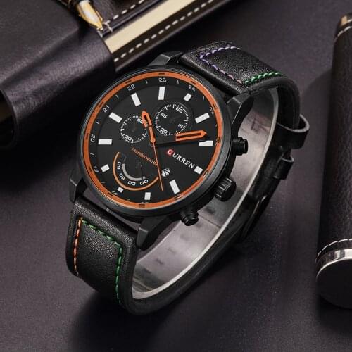 Curren mens watches top brand luxury male Quartz watches casual leather date display wrist watch for men reloj hombre saat erkek