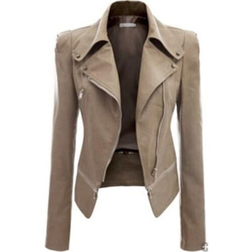 Black Coffee Female Outwear Fashion Women Motorcycle Faux Leather Jackets Ladies Long Sleeve Autumn Winter Biker Coat Streetwear