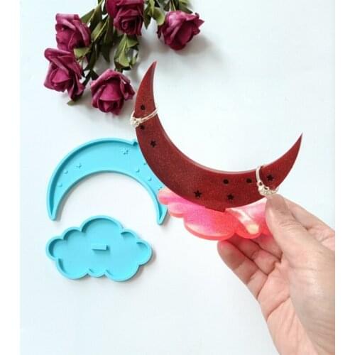 Moon Phone Bracket Epoxy Resin Mold DIY Jewelry Rings Holder Rack Silicone Mould