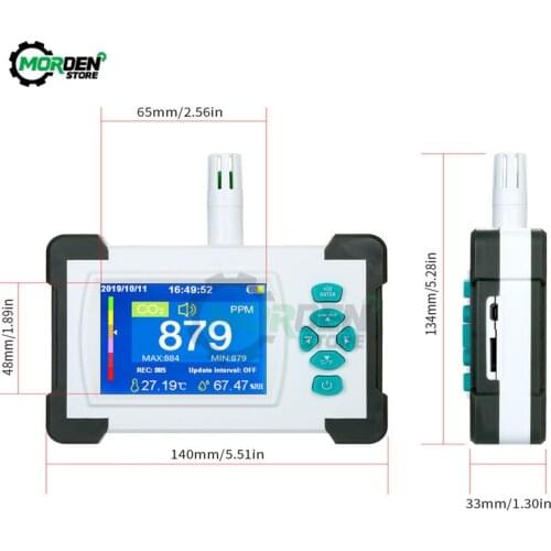 CO2 Meter Detector Carbon Dioxide Rechargeable Air Quality Detector Analyzer CO2 Monitor Tester for Indoor