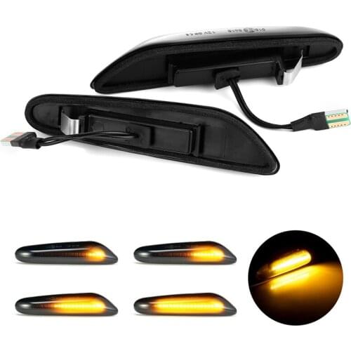 2PCS Smoke Lens Dynamic Flowing LED Turn Signal Side Marker Light Blinker Lamp for BMW E90 E91 E92 E93 E60 E87 E82 E46