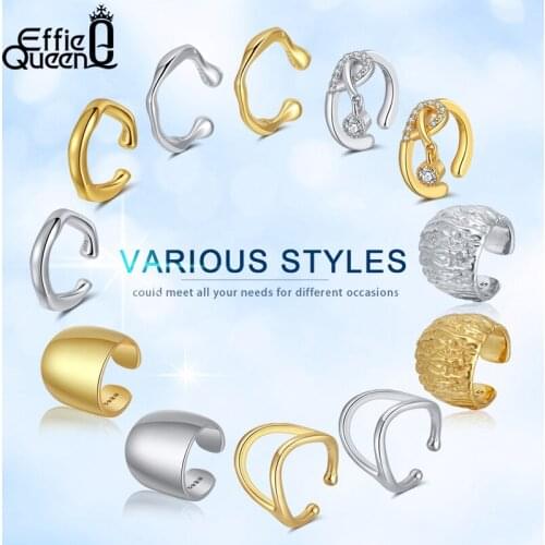 Effie Queen 925 Sterling Silver Ear Cuff Non-Piercing Helix Cartilage Cuff Clip on Earrings for Women Girls Gift 1 PC Sold CL07
