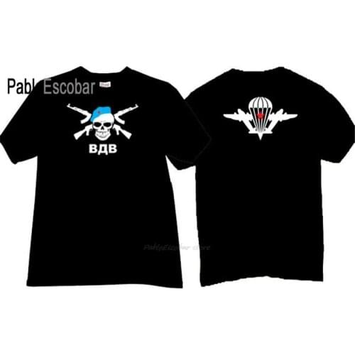 Fashion t-shirt men cotton t shirt VDV Emblem with AK47 Russian Army T-shirt in black brand tee-shirt male summer tops
