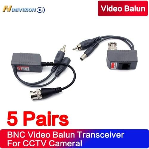 Hot UTP CCTV BNC video Balun power Passive Balun Rj45,POE Power Video Audio 3 in 1 Transceivers CCTV spare parts free shipping