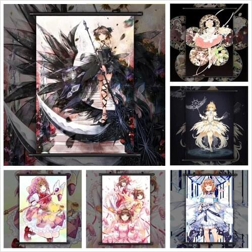 Canvas Home Decoration Card Captor Sakura Anime Poster Print Pictures Wall Art Plastic Scroll Hanging Painting Bedside Backgroun