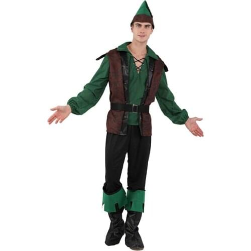 HUIHONSHE Hot Adult Men Halloween Cosplay Costume Hunter Performance Clothing Forest Prince Clothing Party