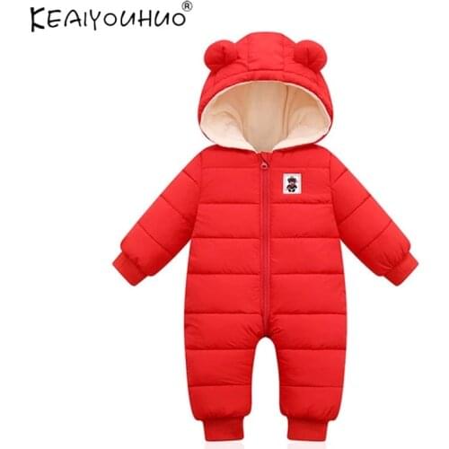 Newborn Jumpsuit Fashion Winter Baby Kids Clothes Hoodies Overalls Baby Boys Snowsuit Snow Wear Girl Coats Children Outfit 0-2Y