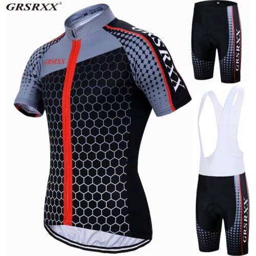 GRSRXX Cycling Jersey Set Short Sleeve Cycling Garment Anti-UV Bike Team Racing Cycling Clothes Mens Pro Bicycle Sportswear